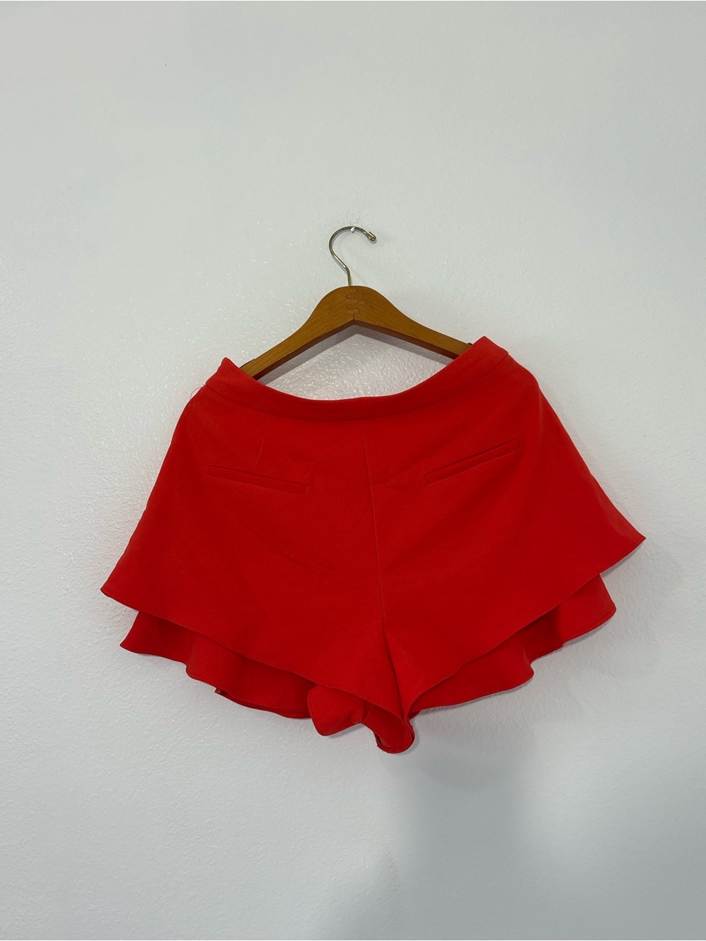 Zara Red Asymmetric Ruffle Mini Skort Size L - Picture 4 of 7
